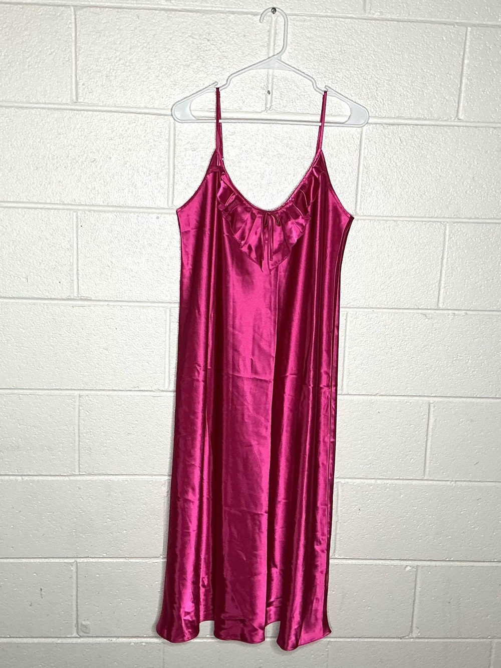 < Vintage Morgan Taylor Pink Satin Midi Slip Dress Size XL >